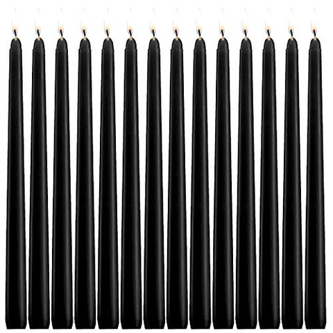 (Set of 14) 10 Inch Black Taper Candles