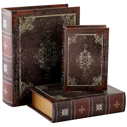 (Set of 3) Decorative Book Boxes with Magnetic Cover