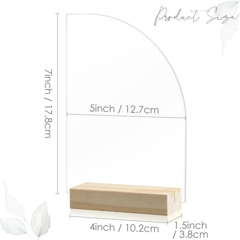 (Set of 10) 5x7 Inch Acrylic Half Arch Blanks and Stands