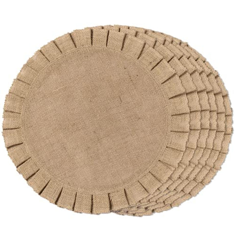 (Set of 12) 15 Inch Round Burlap Braided Placemats