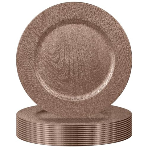 (50 Piece) 13 Inch Brown Wood Charger Plates