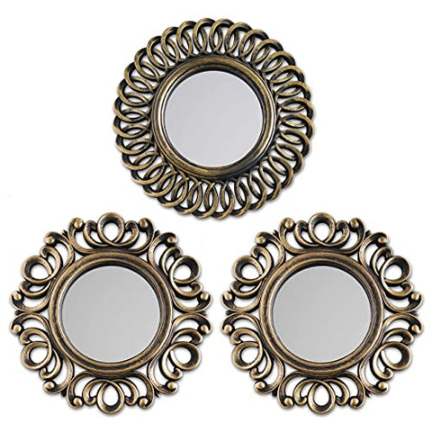 (Set of 3) Gold Vintage Wall Mirrors