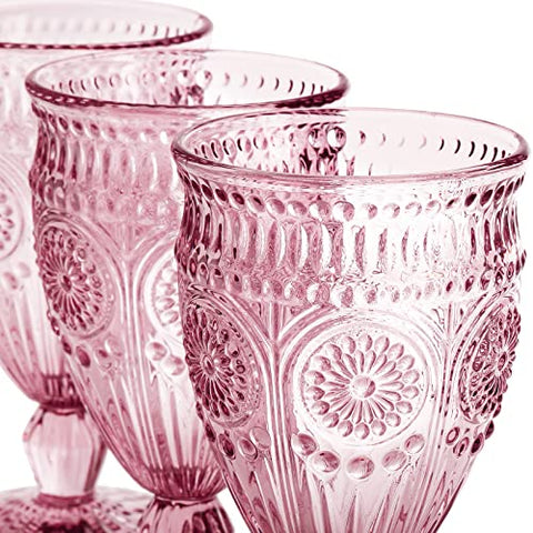 (Set of 6) Pink Vintage Glasses