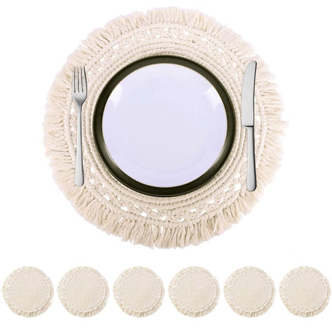 (Set of 6) 16 Inch Cotton Macrame Placemats