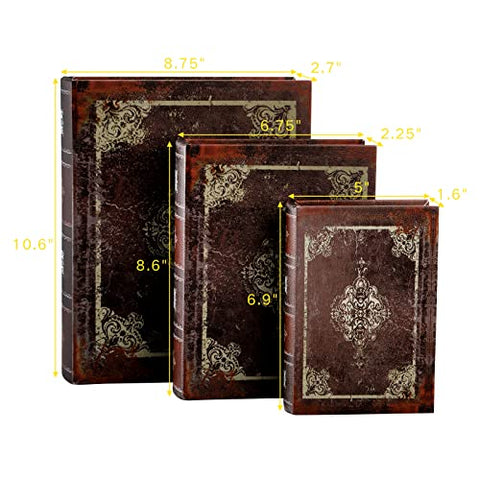 (Set of 3) Decorative Book Boxes with Magnetic Cover