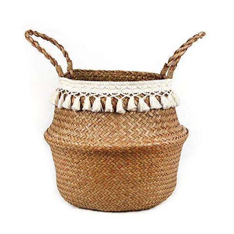 Boho Woven Seagrass Belly Basket