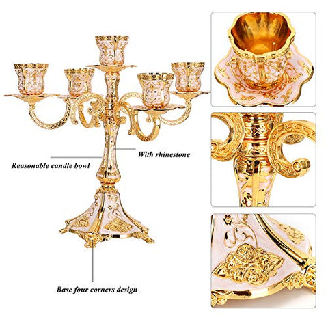 5 Arms (11.3 Inch) Gold Elegant Candle Holder