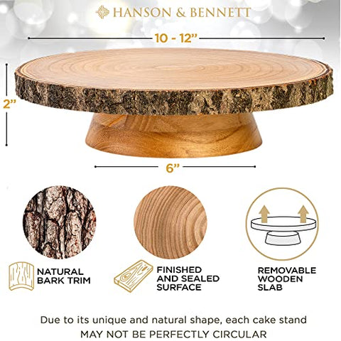 (10-12 Inch) Natural Wood Rustic Cake Stand