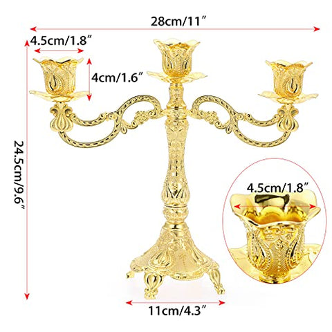 (1) 3 Arm (9.6 Inch) Metal Taper Candlestick Holder