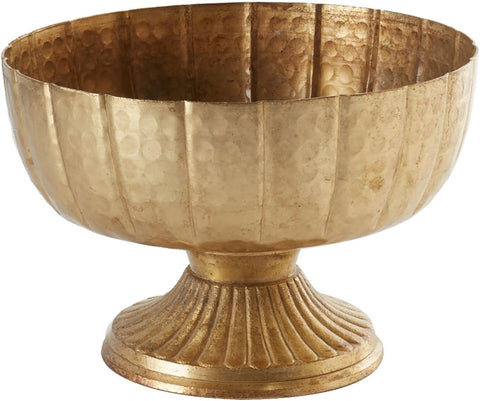 Distressed Gold Metal Compote Bowl | Gold Compote Vase l Lita Metal Vase l Indoor and Outdoor Compote for Any Event - Elegant Wedding Accents