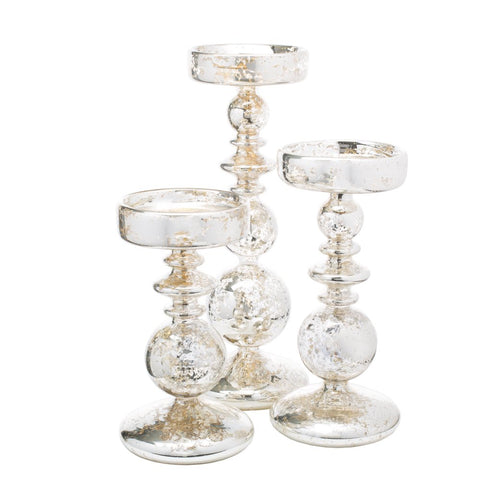 Richland Pillar Candle Holders Unique Mercury Bubble Set of 3