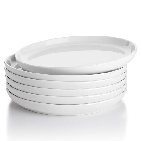(Set of 6) 10 Inch Porcelain White Dinner Plates