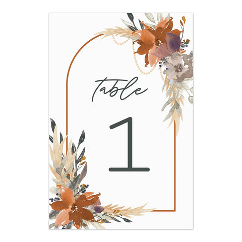 (Set of 28) 4" x 6" Floral Table Numbers