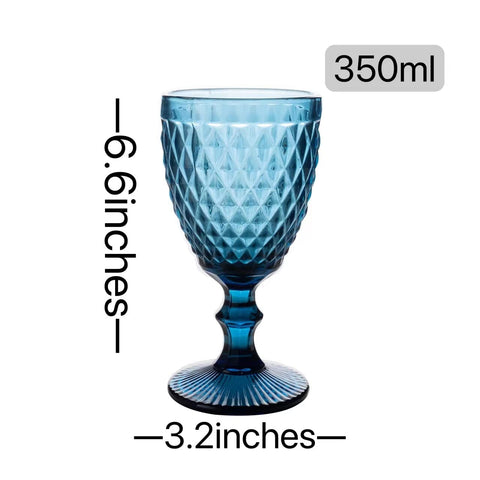 (Set of 6) Blue Colored Glass Goblet