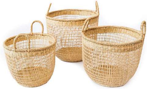 (Set of 3) Natural Woven Storage Baskets