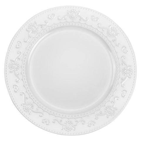 (Set of 6) 13-Inch White Floral Charger Plates