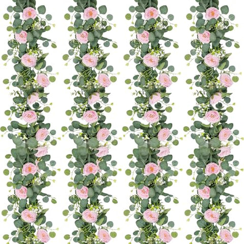 (13 Feet) Artificial Eucalyptus Rose Flower Garland