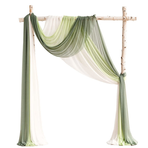 (Set of 3) Hanging Wedding Arch Chiffon Drape 26.5ft x 30"