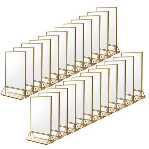 NIUBEE 25Pack 4 x 6 Gold Table Number Holder Clear Frames Sign Holder, Acrylic Double Sided Table Number Stands for Wedding Events