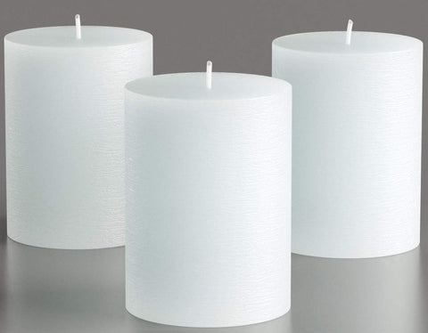 White Pillar Candles 3" x 4" Set of 3 Unscented - Elegant Wedding Accents