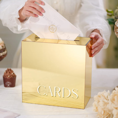 Gold Acrylic Wedding Card Box with Slot