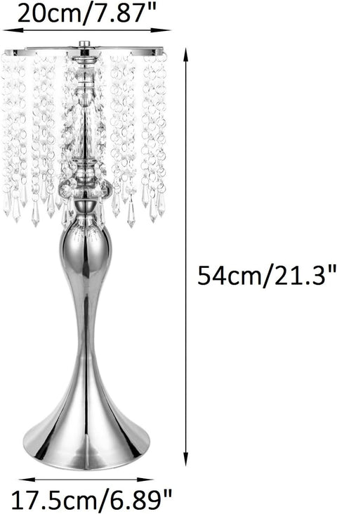 Set of 2 Acrylic Crystal Flower Chandelier Stands, 21.3" - Elegant Wedding Accents
