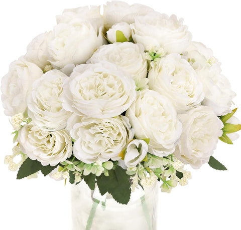 White Artificial Flowers Fake Peonies - Elegant Wedding Accents