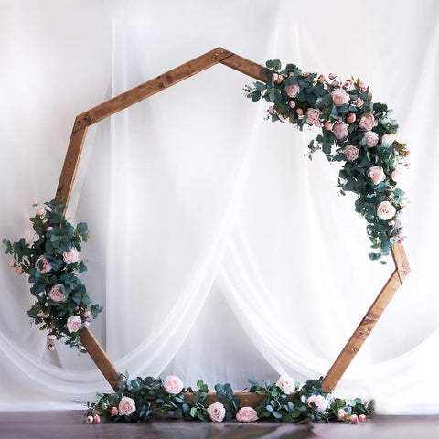 7.7FT Wedding Arch Heptagonal Wood Arch - Elegant Wedding Accents