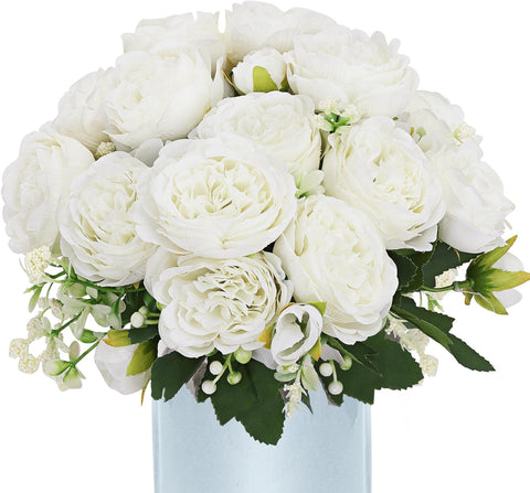 White Artificial Flowers Fake Peonies - Elegant Wedding Accents