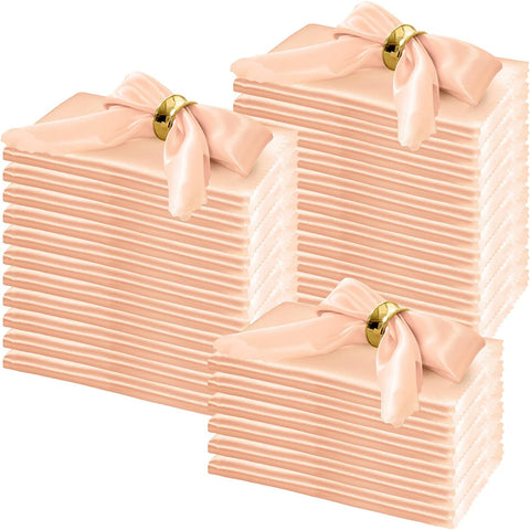100 Pack Satin Napkins 20" x 20" Oversized Dinner Napkins with Floral Edges - Elegant Wedding Accents