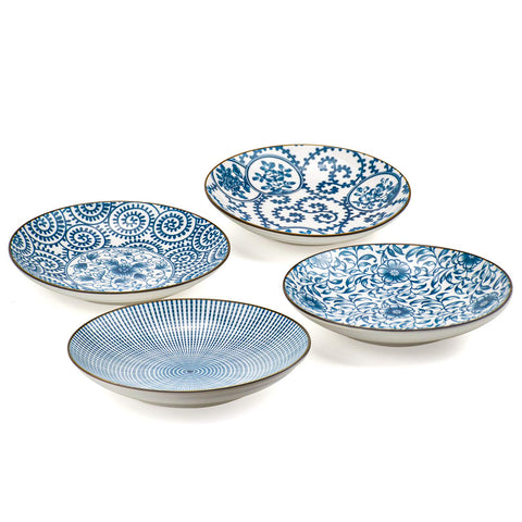 (Set of 4) Blue and White Porcelain Serving Plates