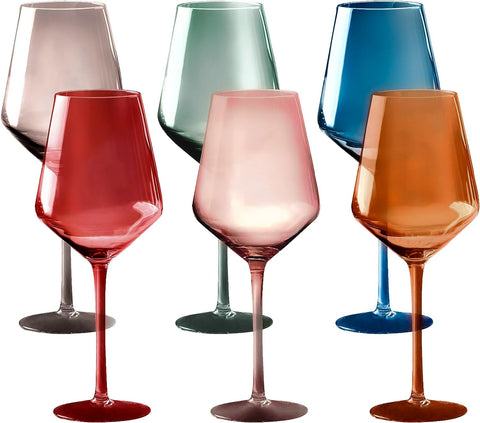 (Set of 6) Colored Wine Glasses