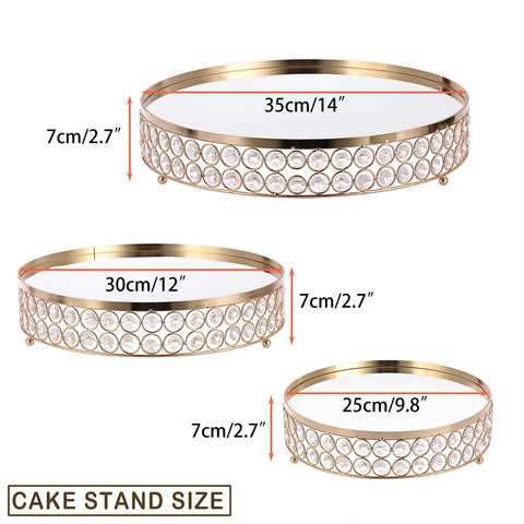 (Set of 3) Gold Crystal Wedding Cake Stands