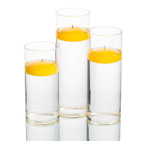 (Set of 36) Cylinder Vases PLUS 36 (3 Inch) Floating Candles