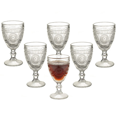 (Set of 6) 12 oz Vintage Wine Glasses
