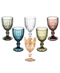 (Set of 6) Multi Color Vintage Wine Glasses