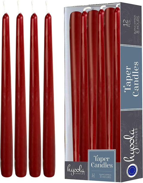 (12 Pack) Burgundy Taper Candles