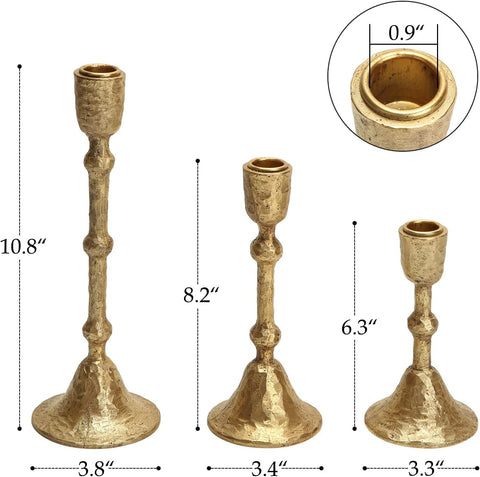 NIKKY HOME Gold Taper Candle Holders Set of 3, Vintage Decorative Resin Candlesticks Centerpieces Decor for Dining Room Table Wedding Party Mantle Fireplace - Elegant Wedding Accents