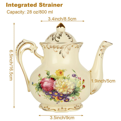 Ceramic Tea Pot, Vintage Floral Pottery Teapot