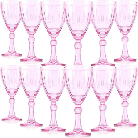 (Set of 12) Pink Wine Glasses
