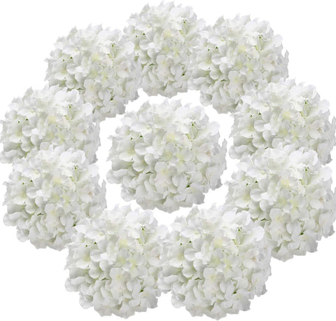 Flojery Silk Hydrangea Heads Artificial Flowers Heads with Stems for Home Wedding Decor,Pack of 10 (Blush) - Elegant Wedding Accents