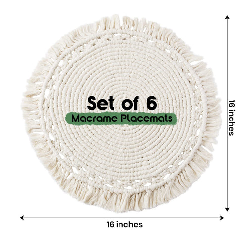 (Set of 6) 16 Inch Cotton Macrame Placemats