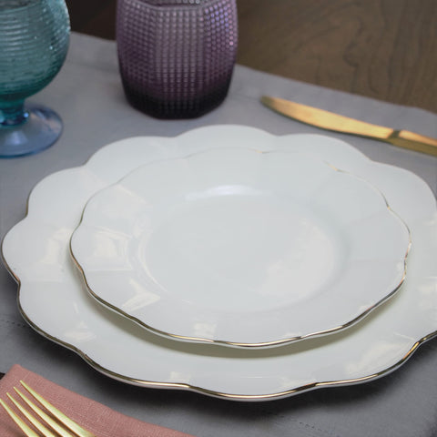 (Set of 4) 11 Inch Porcelain Scallop Dinner Plates