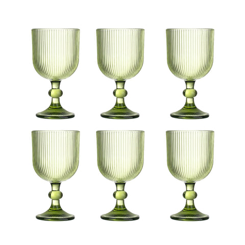 (Set of 6) 12 oz Vintage Wine Glasses