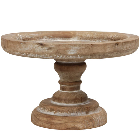 Rustic Wood Pedestal Tray Stand