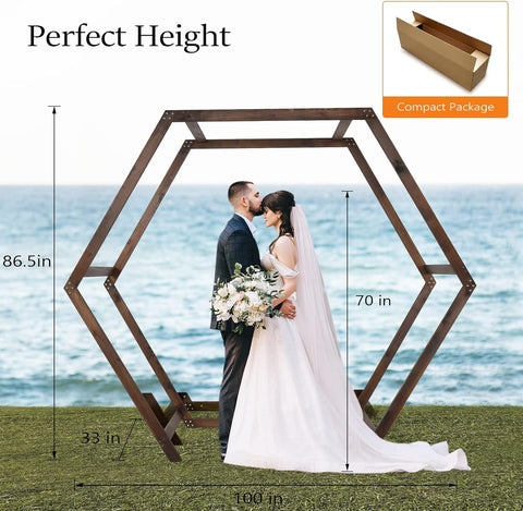 Heptagonal Wooden Wedding 7FT Arbor - Elegant Wedding Accents
