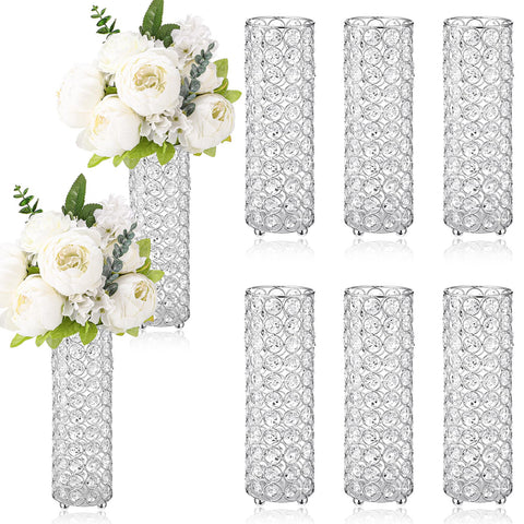 (Set of 8) 10.24 Inch Crystal Flower Vases