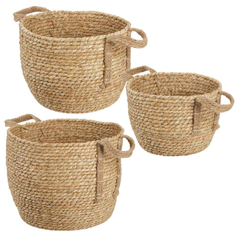 (Set of 3) Braided Seagrass Woven Baskets