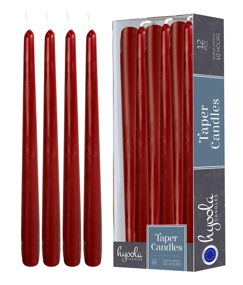 (12 Pack) Burgundy Taper Candles