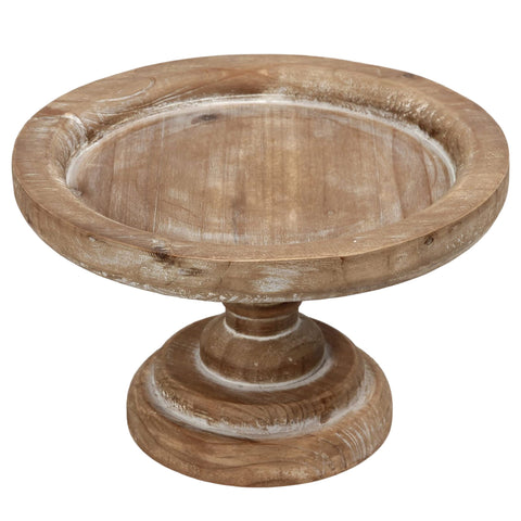 Rustic Wood Pedestal Tray Stand